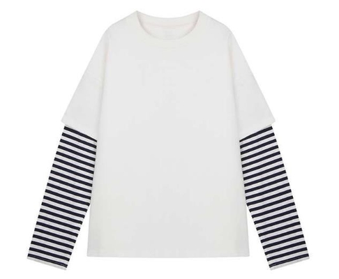 Small Moq Clothing Manufacturers Men'S Double Sleeve Strip Long Sleeve T Shirt With 95% Cotton 5% Spandex