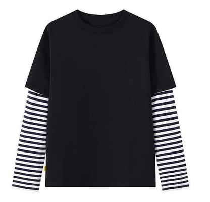 Small Moq Clothing Manufacturers Men'S Double Sleeve Strip Long Sleeve T Shirt With 95% Cotton 5% Spandex