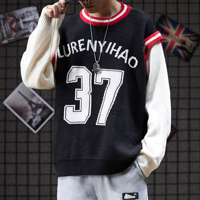 small quantity clothing manufacturer OEM Skateboard Baseball Fake Two Piece Sweater